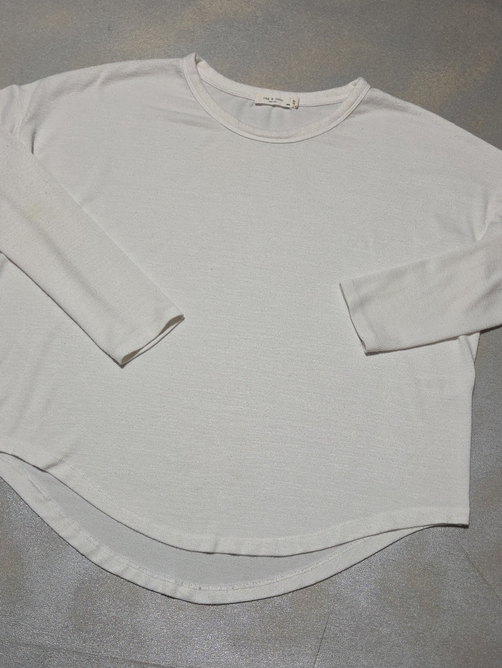rag & bone White Long Sleeve Crewneck Top